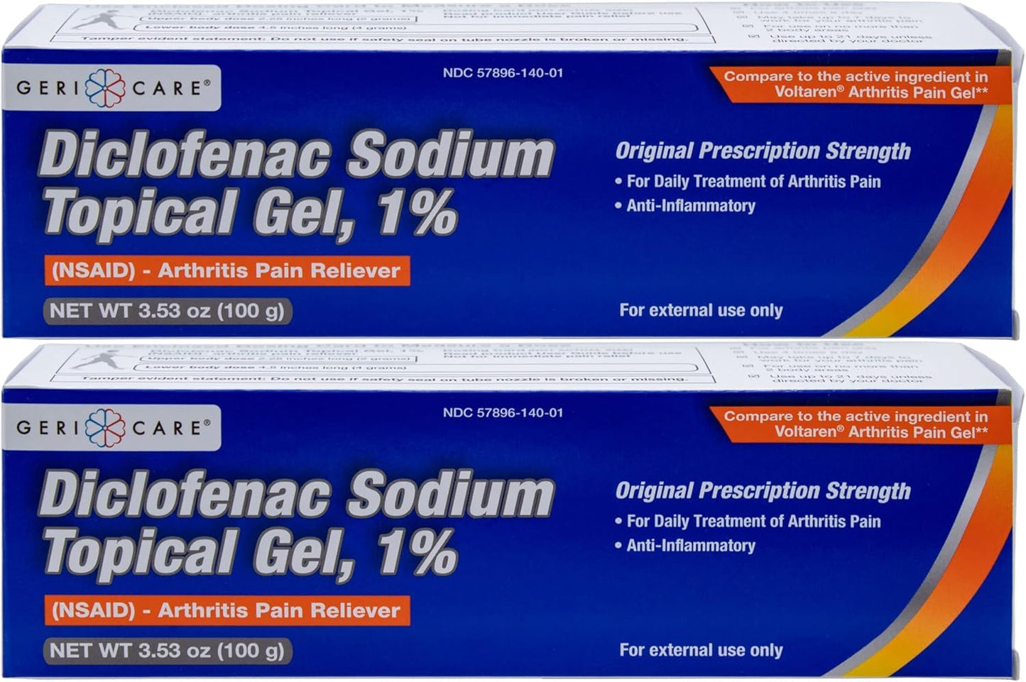 GeriCare Topical Arthritis Pain Relief Gel Diclofenac Sodium 1% (NSAID) Hand Wrist Elbow Foot Ankle Knee Extra-Strength Pain Reliever- Anti-inflammatory Arthritis Pain Treatment, 3.53oz (2 Pack) GeriCareBuy Supplements Australia