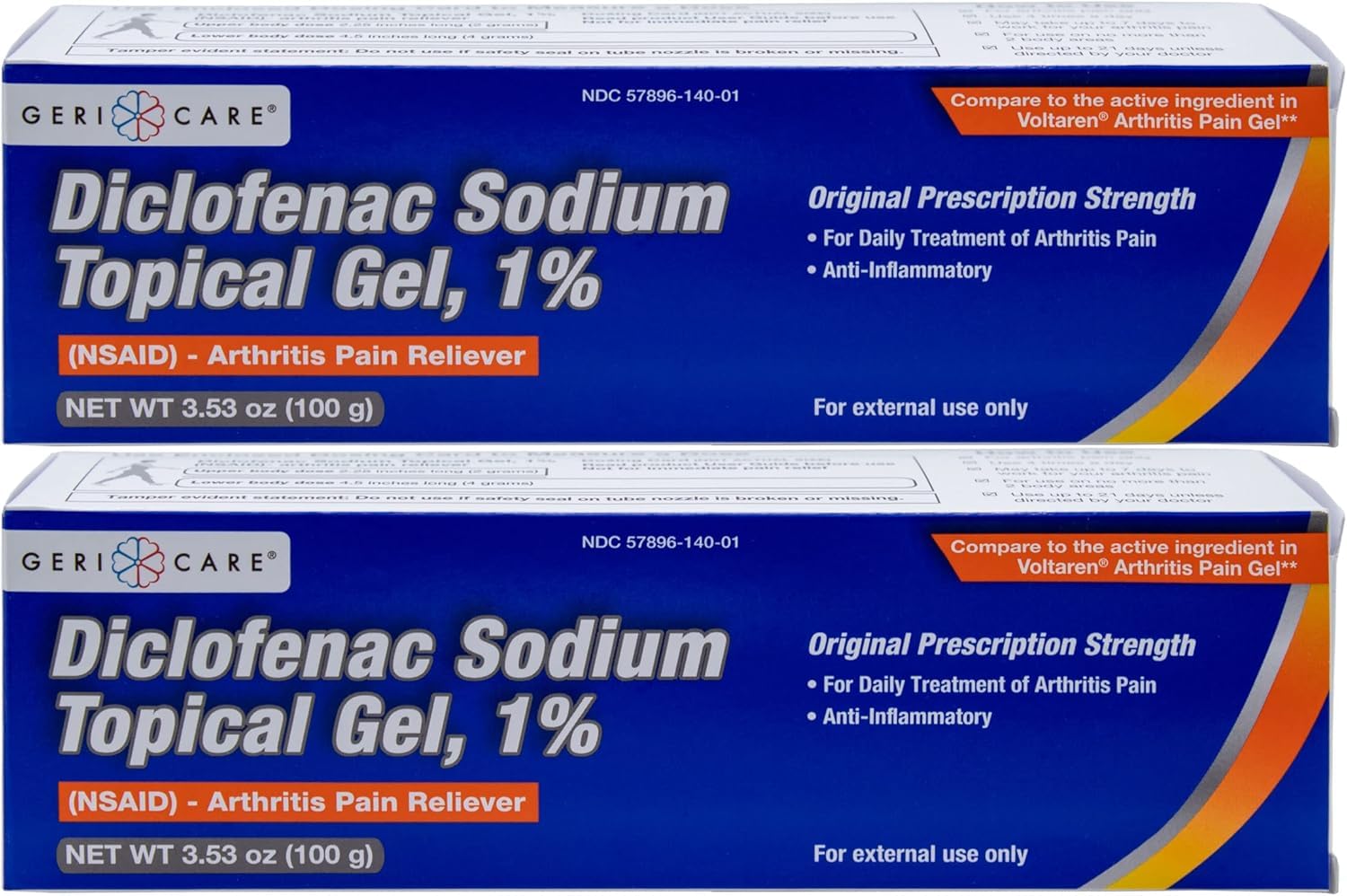 GeriCare Topical Arthritis Pain Relief Gel Diclofenac Sodium 1% (NSAID) Hand Wrist Elbow Foot Ankle Knee Extra-Strength Pain Reliever- Anti-inflammatory Arthritis Pain Treatment, 3.53oz (2 Pack) GeriCareBuy Supplements Australia
