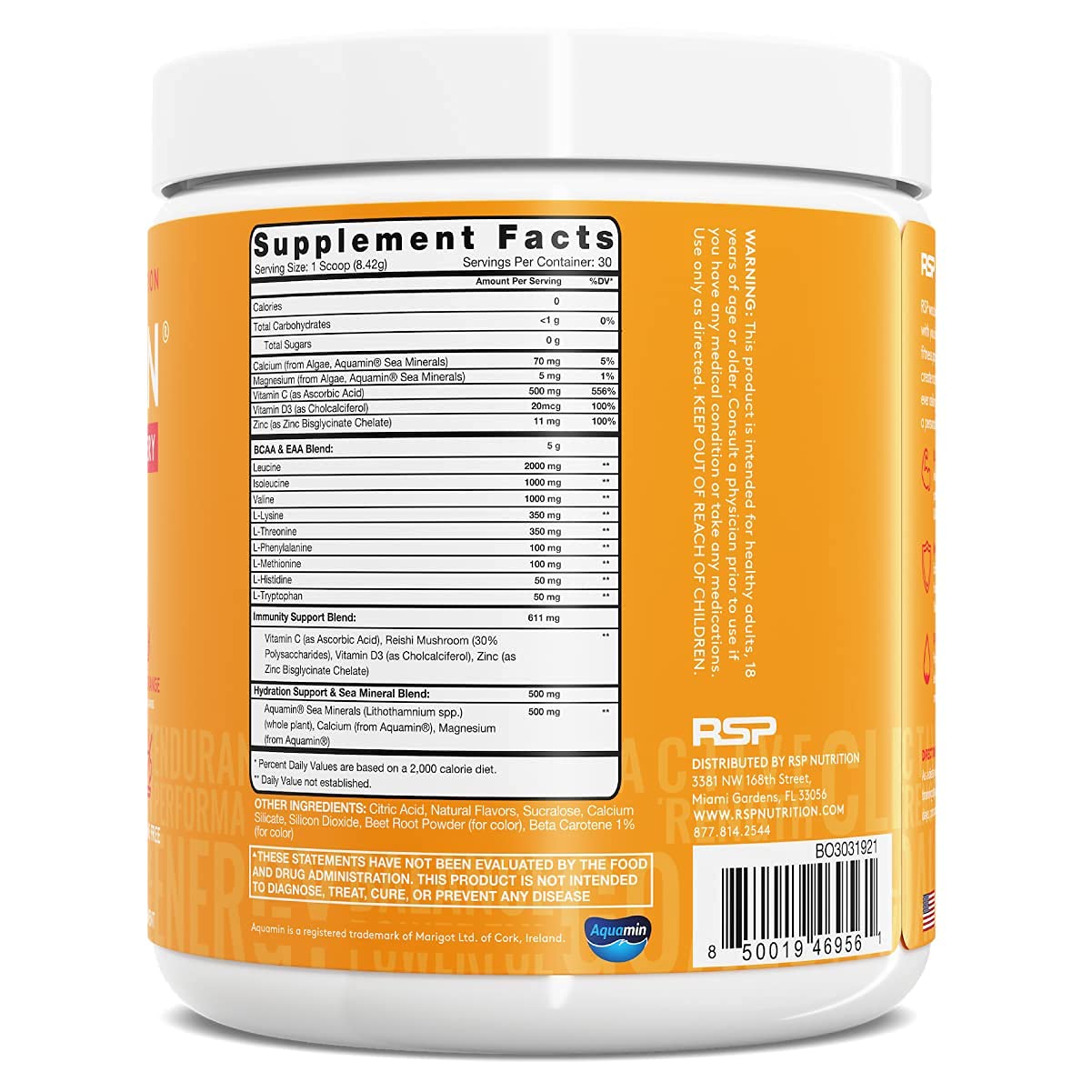 RSP NUTRITION AminoLean Pre Workout Energy (Fruit Punch 30 Servings) with AminoLean Recovery Post Workout Boost (Blood Orange 30 Servings)