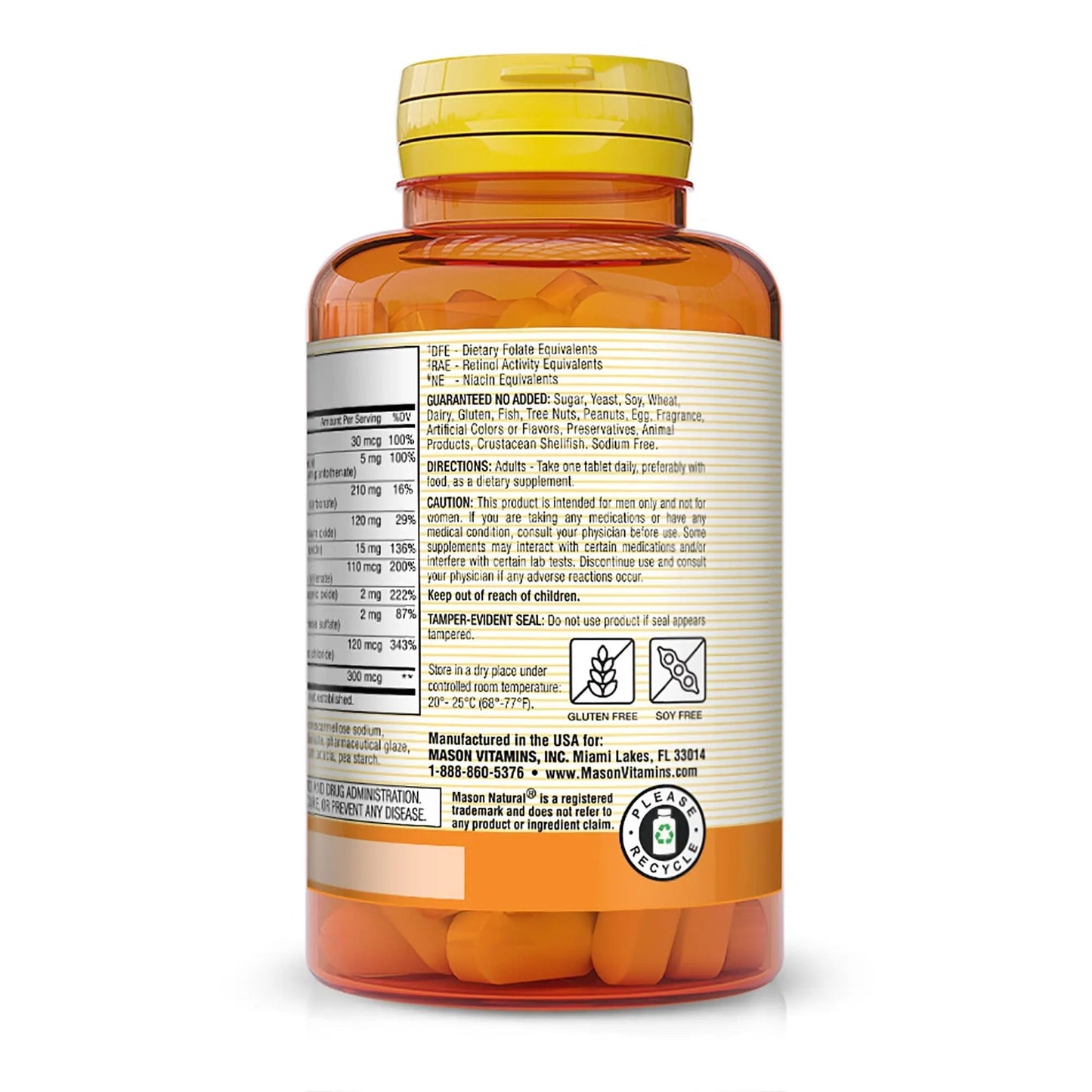 MASON NATURAL, Mens Daily Formula Equivalent to One a Day Mens Brand Tablets - 100 ea MASON NATURAL