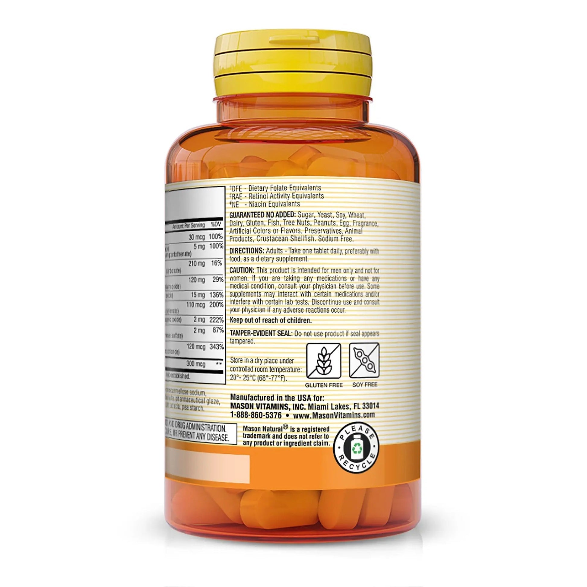 MASON NATURAL, Mens Daily Formula Equivalent to One a Day Mens Brand Tablets - 100 ea MASON NATURAL