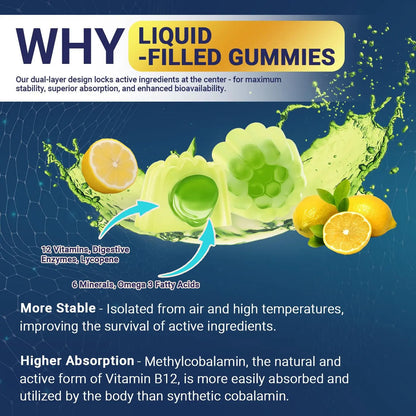 Mens Multivitamins Gummies with Vitamins A C D K E, B Complex, Omega-3, Digestive Enzymes, Lycopene, Calcium, Magnesium, Zinc WiszeenBuy Supplements Australia