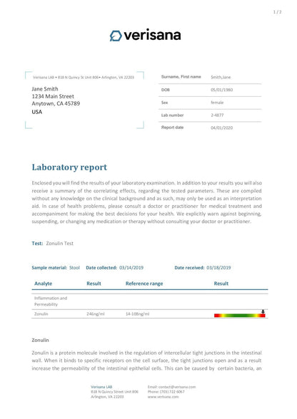 Candida & Helicobacter & Zonulin Test – Lab Testing Kit for Diagnosing Candida, H Pylori and Zonulin VerisanaBuy Supplements Australia
