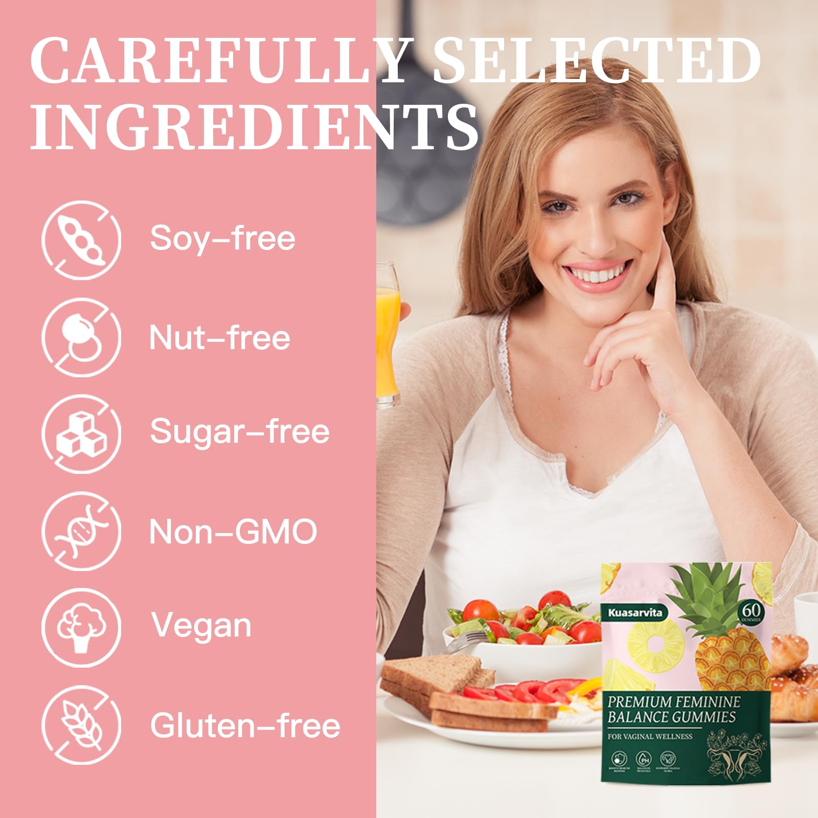 Premium Feminine Balance Gummies,Vital Vaginal Probiotics Source Feminine Gummies,Probiotic Gummies for Prenatal & Postnatal Women - Probiotics for Digestion, pH Balance, Gut Health, Immune Support KuasarvitaBuy Supplements Australia