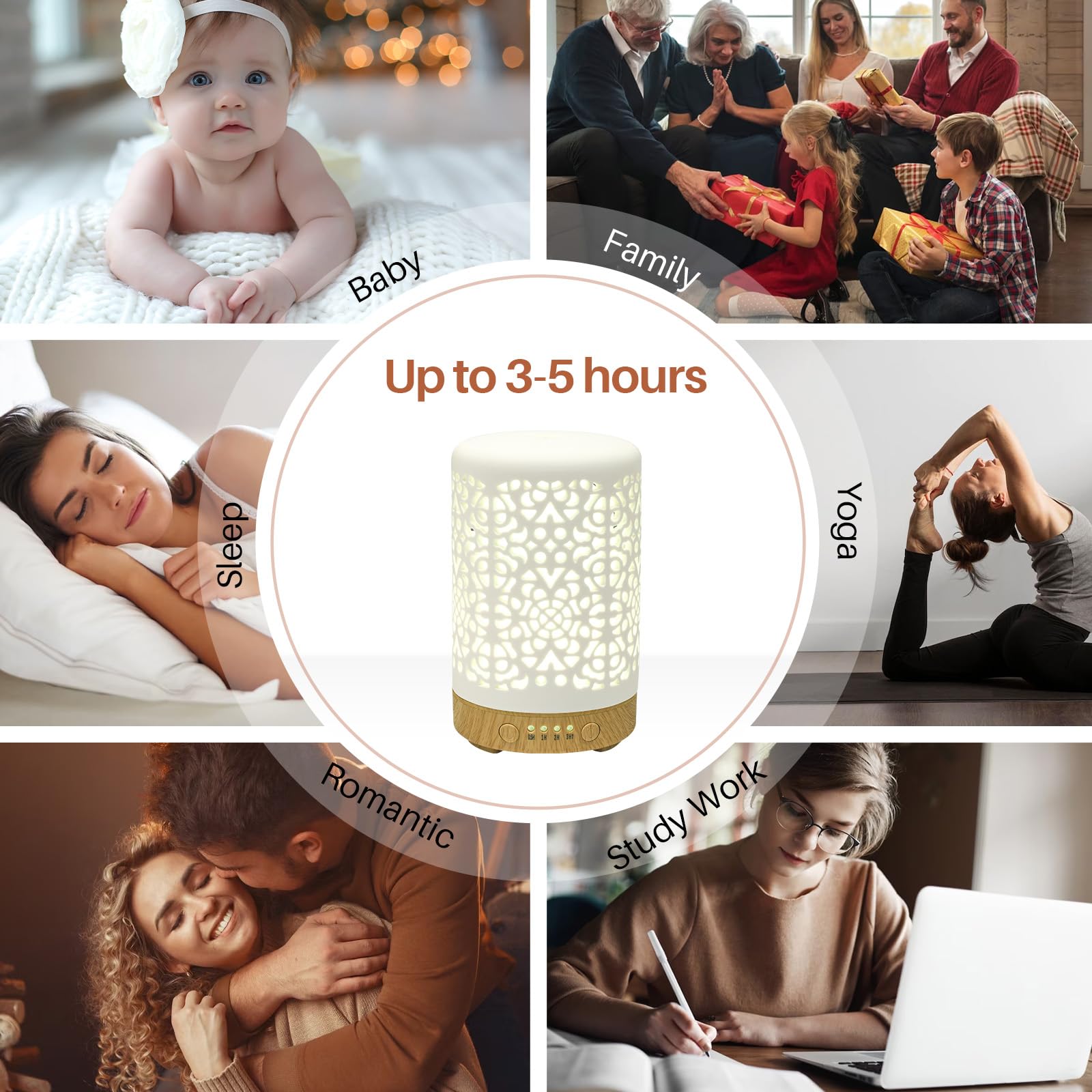 Essential Oil Diffusers, 100ml White Ceramic Diffuser with 7 LED Lights,Ultrasonic Aromatherapy homnasBuy Supplements Australia
