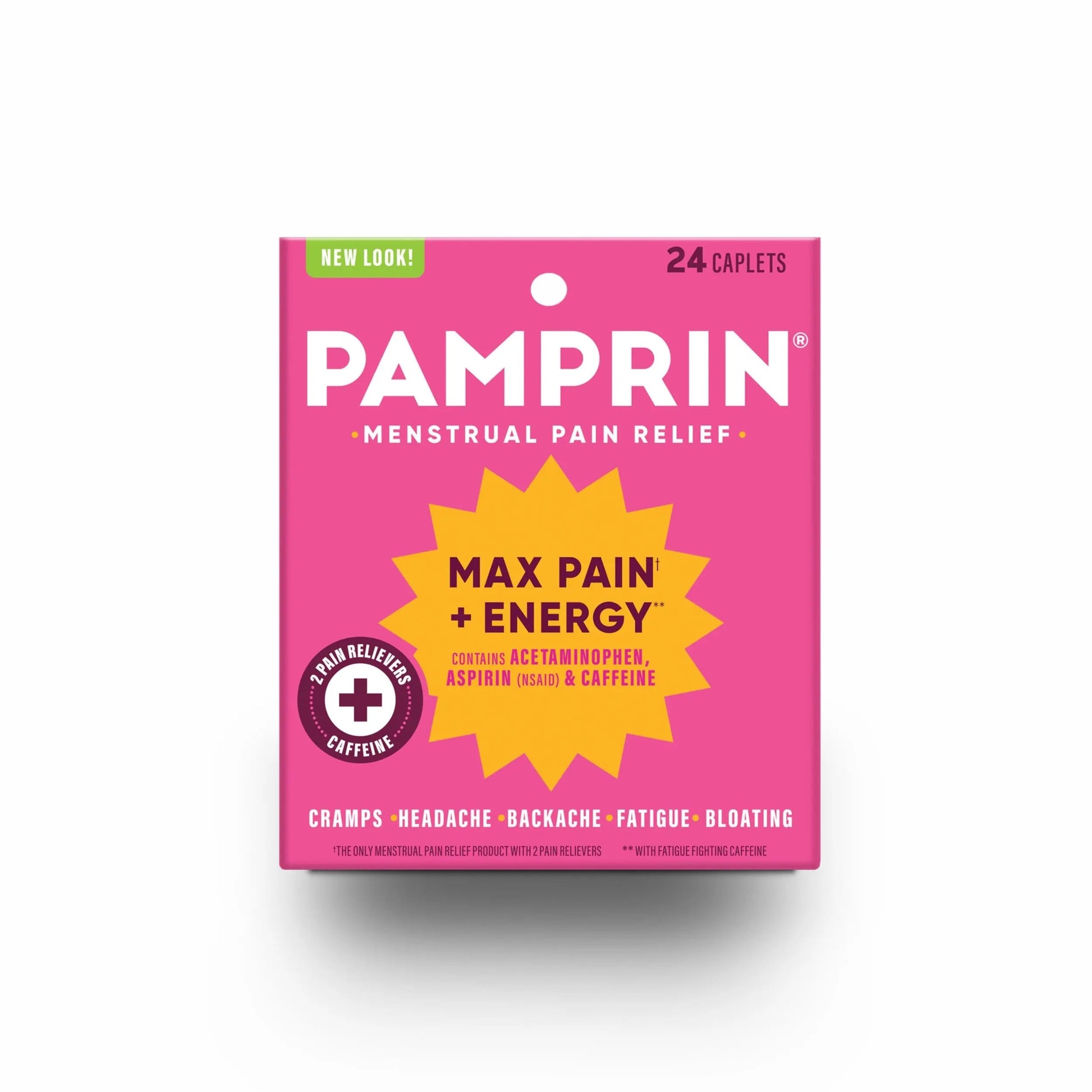 Pamprin Maximum Strength Max Pain and Energy Formula, Menstrual Period Symptoms Relief for Cramps, Bloating and Fatigue, 24 Caplets PamprinBuy Supplements Australia