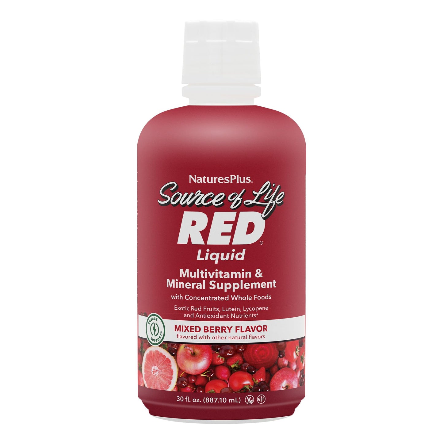 NaturesPlus Source of Life RED Multivitamin Liquid - 30 oz - Energy & Immune Support - with Exotic Red Fruits, Lycopene & Lutein - Vegetarian & Gluten Free - 30 Servings NaturesPlusBuy Supplements Australia