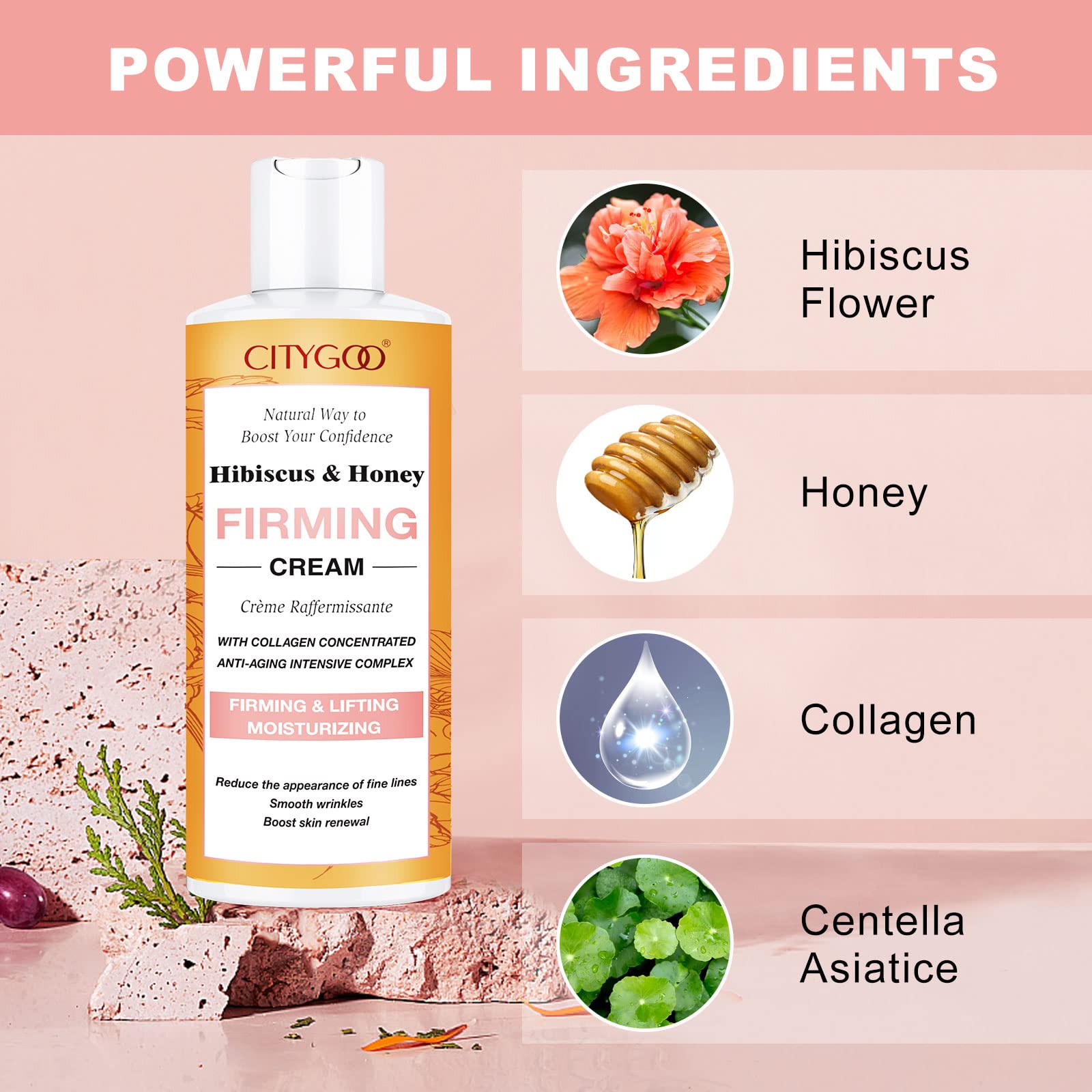 Hibiscus and Honey Firming Cream, Skin Tightening Lotion, Reduces the Look of Neck Lines CITYGOOBuy Supplements Australia