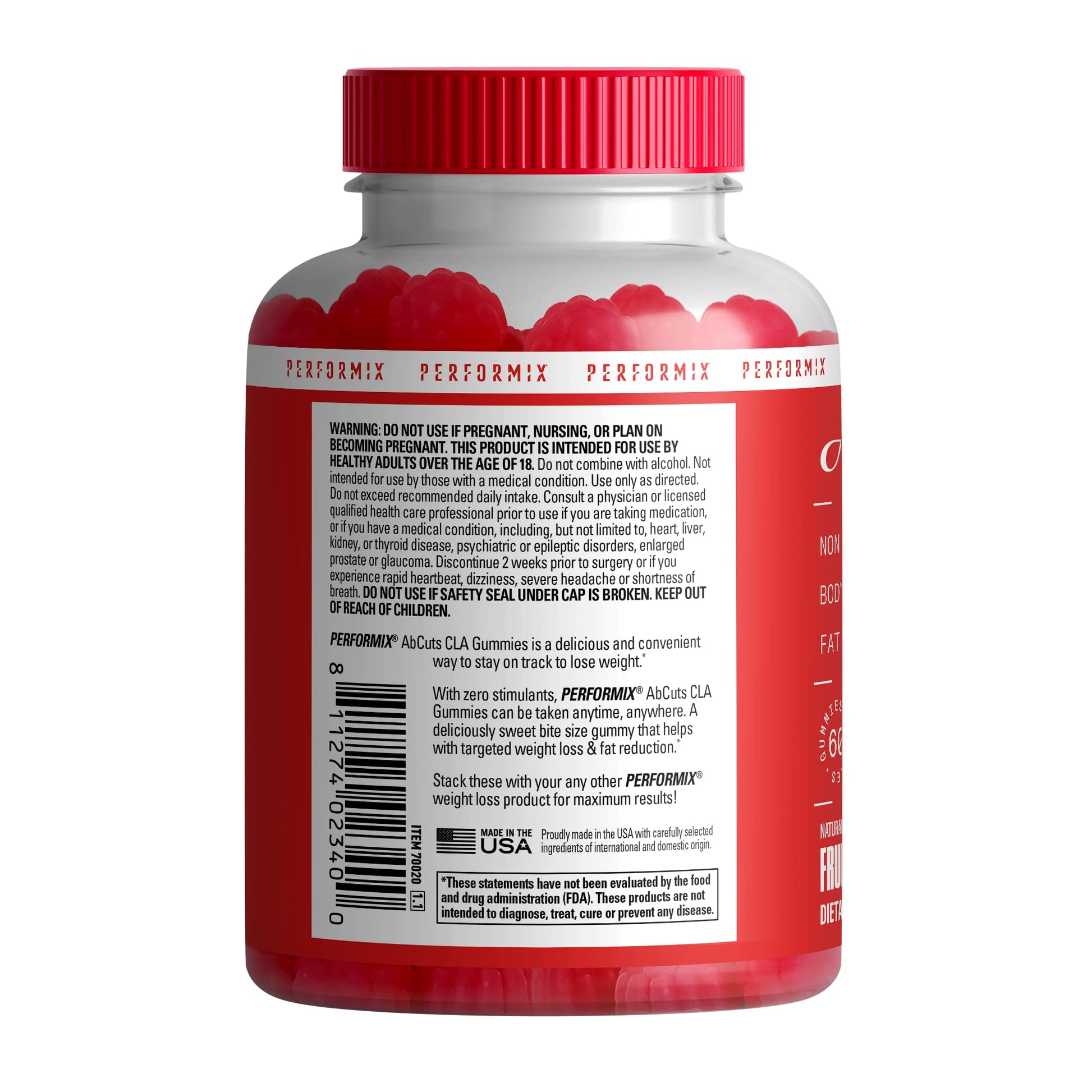 PERFORMIX AbCuts CLA Gummies - 60 Gummies, Fruit Punch - Non-Stimulant PERFORMIXBuy Supplements Australia