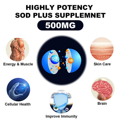 NICMIN 500MG Superoxide Dismutase Supplement - SOD Plus with Liposomal Glutathione, AKG, Green Tea Extract, L-Arginine, Lysine, Resveratrol and Vitamin E for Immune Support, Antioxidant 120 Capsules NICMINBuy Supplements Australia