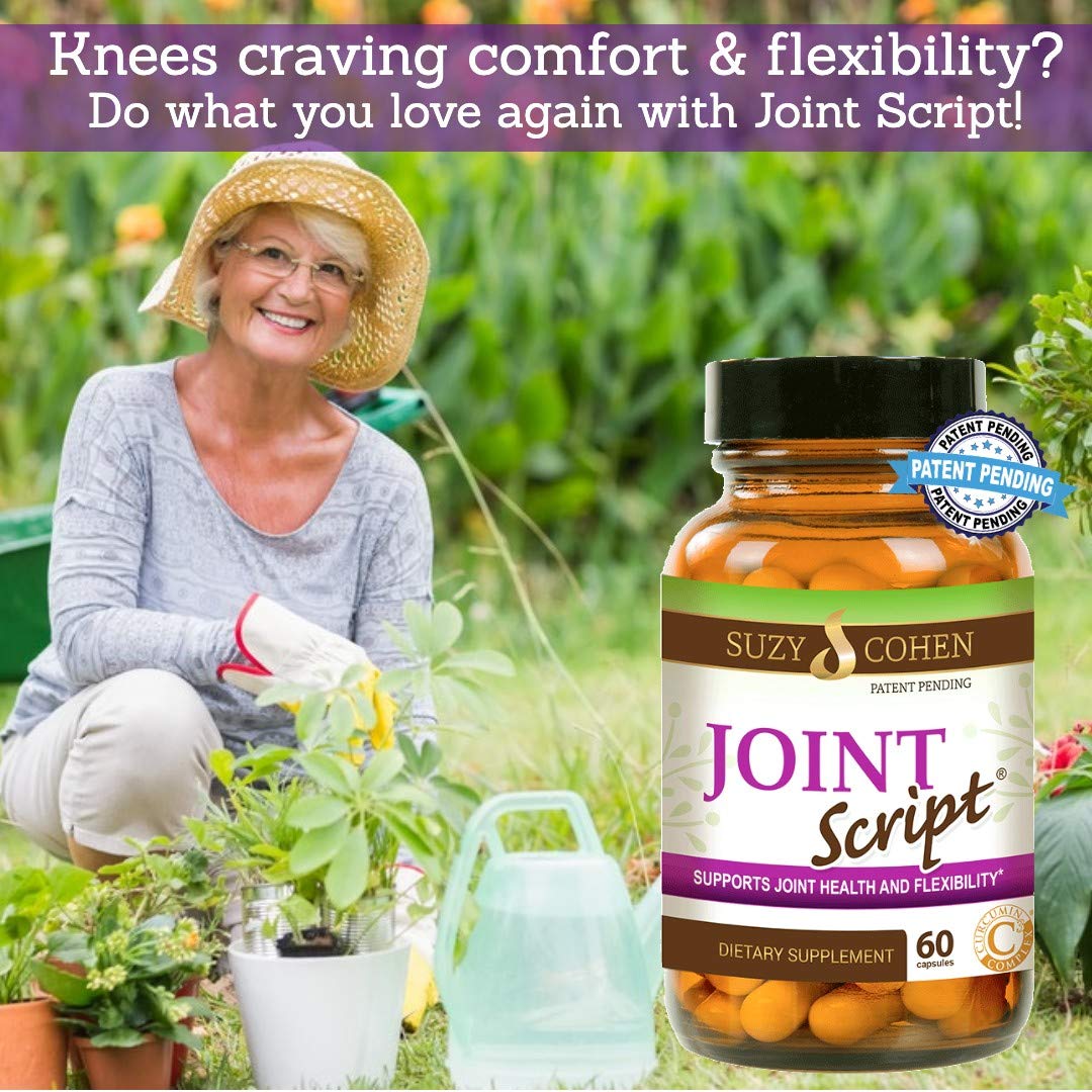 Suzy Cohen Joint Script Joint Support Supplement with Hyaluronic Acid, C3 Curcumin Turmeric Extract, MSM, Collagen Peptides, Ginger, and Boswellia for Maximum Flexibility, Tendon and Cartilage Health Script EssentialsBuy Supplements Australia