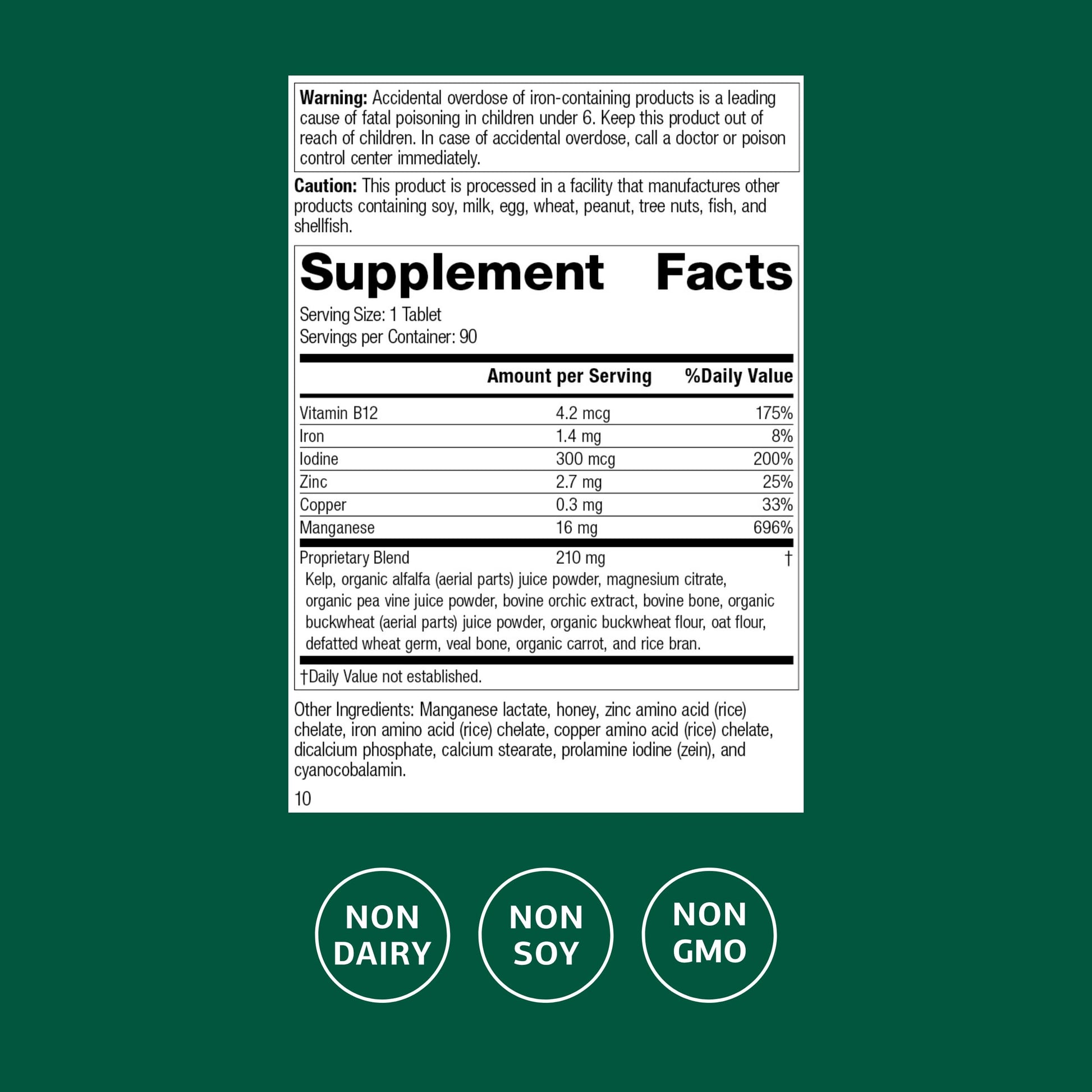 Standard Process Trace Minerals-B12 - Thyroid & Cell Functioning Support with Iodine, Zinc & Copper - Cartilage & Bone Health Aid - Non-Dairy & Non-Soy - 90 Tablets (90 Servings) Standard Process Inc.Buy Supplements Australia