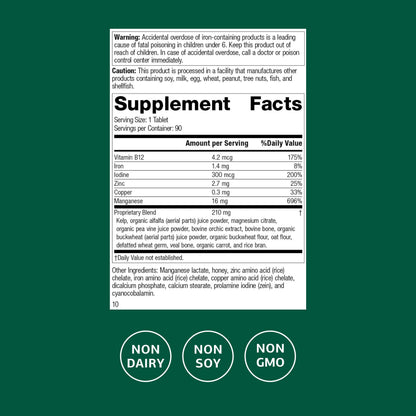 Standard Process Trace Minerals-B12 - Thyroid & Cell Functioning Support with Iodine, Zinc & Copper - Cartilage & Bone Health Aid - Non-Dairy & Non-Soy - 90 Tablets (90 Servings) Standard Process Inc.Buy Supplements Australia