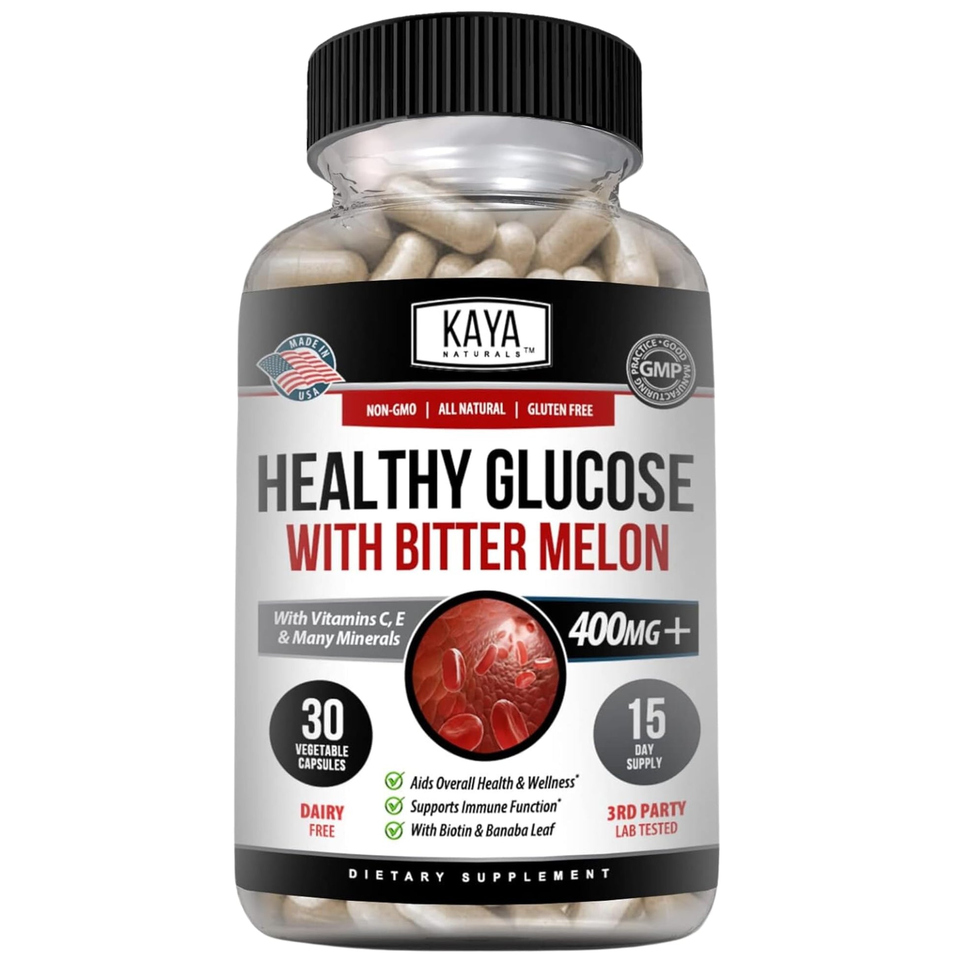 Kaya Naturals Healthy Gluco with Bittermelon Supplement | Support Healthy Levels and Function, 20 Herbs Vitamins and Minerals, Alpha Lipoic Acide, Cinnamon, Vitamin C & E, Non-GMO (30 Count) Kaya NaturalsBuy Supplements Australia