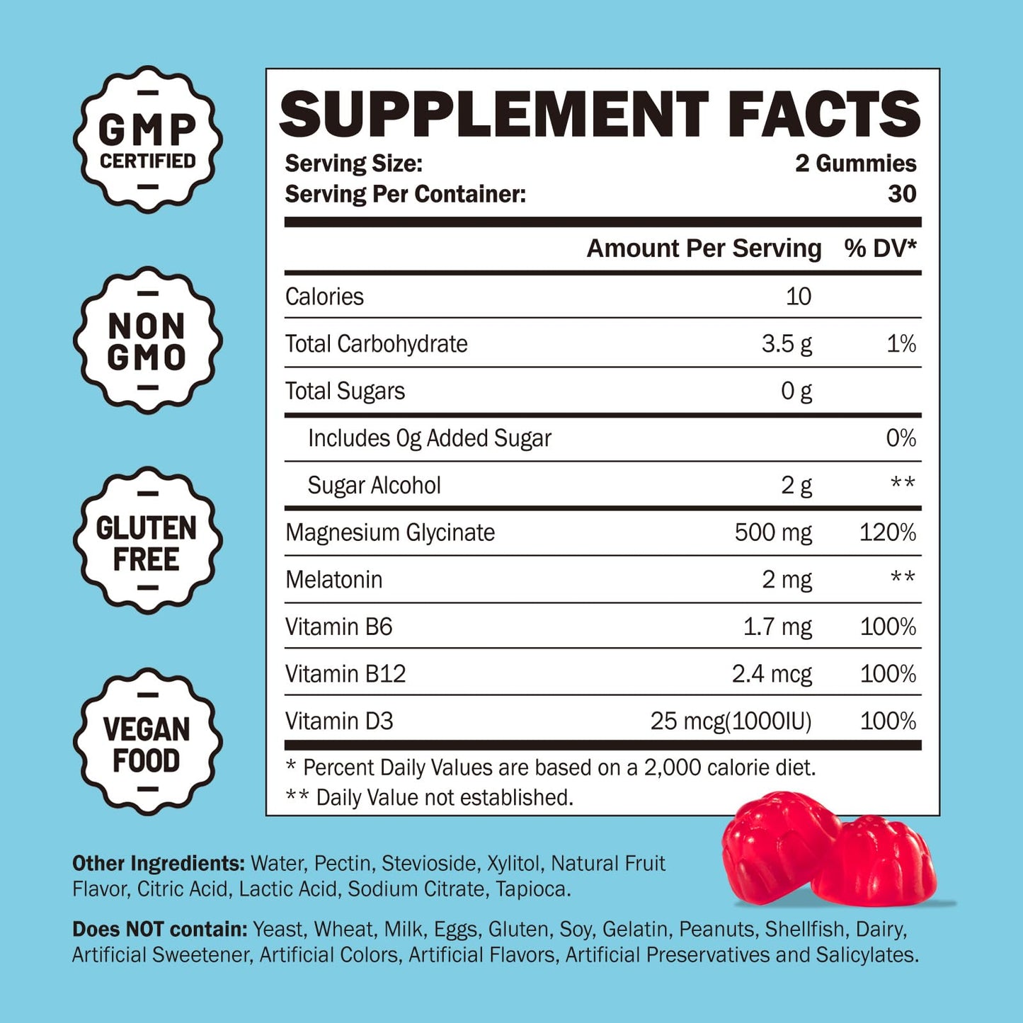 Greabby Magnesium Glycinate Gummies 500mg for Adults Sleep Support, Chewable Magnesium Gummies for Women & Men