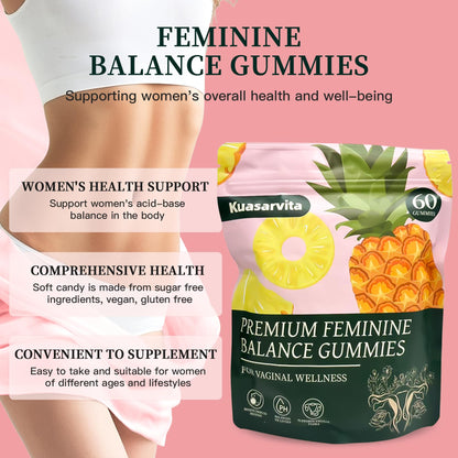Kuasarvita Peeshlita Women’s Vaginal Probiotics Gummies – pH Balance Support + Feminine Wellness & Comfort, Pineapple Flavor, Natural Probiotic Blend – 60 Gummies KuasarvitaBuy Supplements Australia