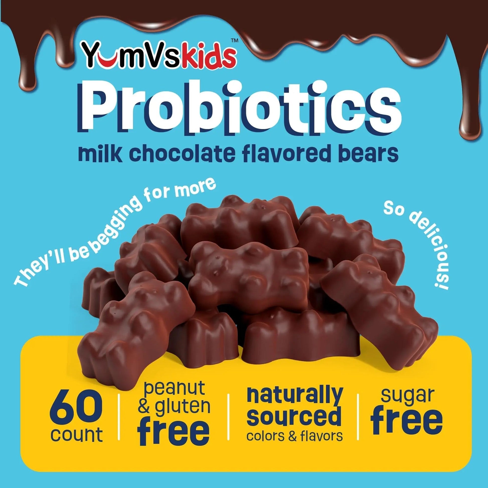 YUM-V'S Probiotics & Multivitamin Bundle for Kids – Probiotic with Prebiotic Fiber Chocolate Bears + Multivitamin & Multimineral with Iron Chewables – Digestive, Immune & Overall Health Support YUM-V'SBuy Supplements Australia