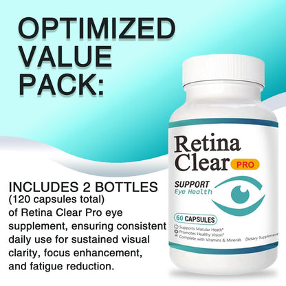 Vunexo Retina Clear Pro Eye Health Support Supplement, with Minerals and Vitamins, Lutein and Bilberry Extract Supports Visual Clarity, Eye Fatigue Relief & Focus（2PCS VunexoBuy Supplements Australia