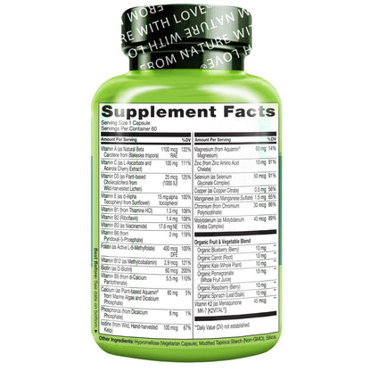 NATURELO Mens Multivitamins for Men 50+ - One Daily Multivitamin for Men with Vitamins, Minerals & Organic Whole Foods, Boost Energy & Health, Non-GMO, 60 Vegetarian Capsules NATURELOBuy Supplements Australia