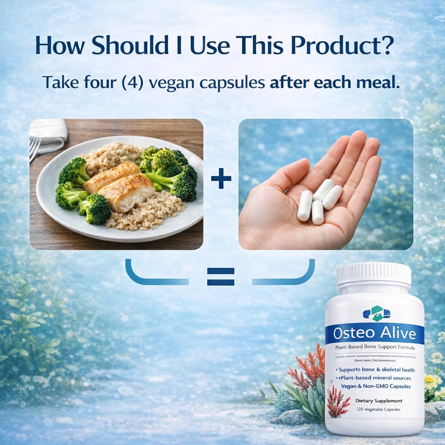 AIFBENK Osteo Alive Bone Support, with Plant-Based Calcium & Magnesium (from Algae), Vitamin D3 (from Lichen), Vitamin K2 (MK-7), Boron & BioPerine, Helps Support Bone & Skeletal Health AIFBENKBuy Supplements Australia