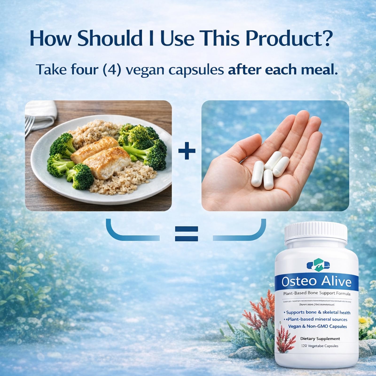 AIFBENK Osteo Alive Bone Support, with Plant-Based Calcium & Magnesium (from Algae), Vitamin D3 (from Lichen), Vitamin K2 (MK-7), Boron & BioPerine, Helps Support Bone & Skeletal Health AIFBENKBuy Supplements Australia