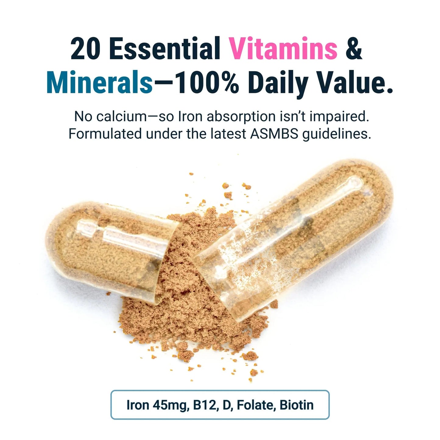 BariatricPal Multivitamin ONE 1 per Day! Bariatric Multivitamin Capsule with 45 mg of Iron | Easy to Swallow Capsule | BariatricPalBuy Supplements Australia