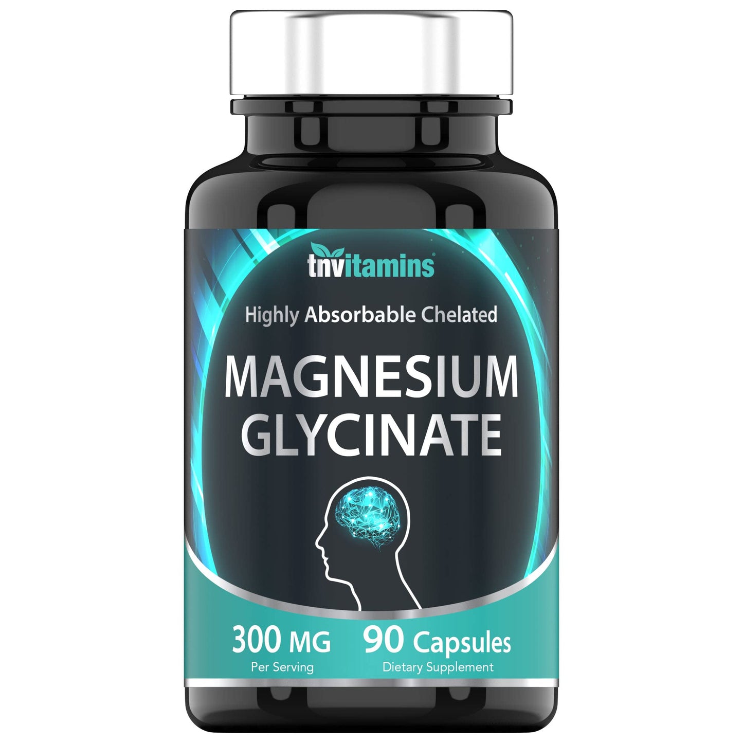 tnvitamins Magnesium Glycinate 300mg, 90 Capsules | High Absorption Chelated Magnesium for Sleep, Calm & Muscle Support