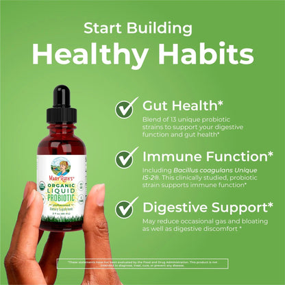 MaryRuth's Morning Multivitamin +Hair Growth (Peach Mango, 15oz), Nighttime Multimineral (Coconut, 15oz) & Probiotic Drops (2oz) | MARYRUTH'S