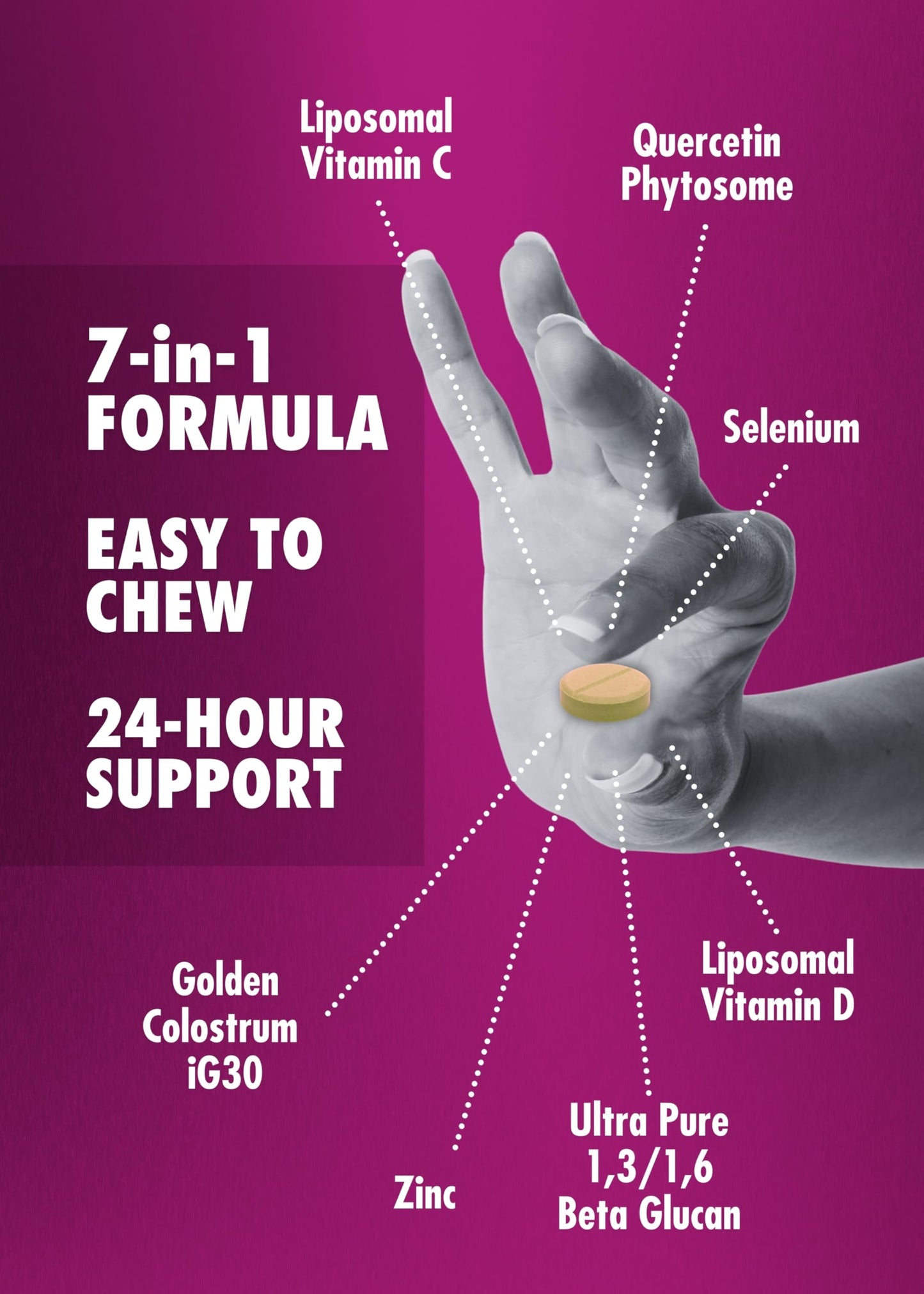 HEALTH DIRECT - Qubeco Immune Support with Vitamin D3, Liposomal Vitamin C, Quercetin, Beta-Glucan, Colostrum, Zinc, Selenium - Clinical Strength – 56 Soft Chew Tabs - 28 Day Supply - Pineapple Zest HEALTH DIRECTBuy Supplements Australia