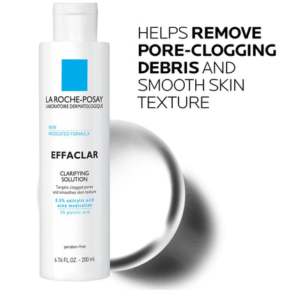 La Roche-Posay Effaclar Clarifying Solution Acne Toner with Salicylic Acid and Glycolic Acid