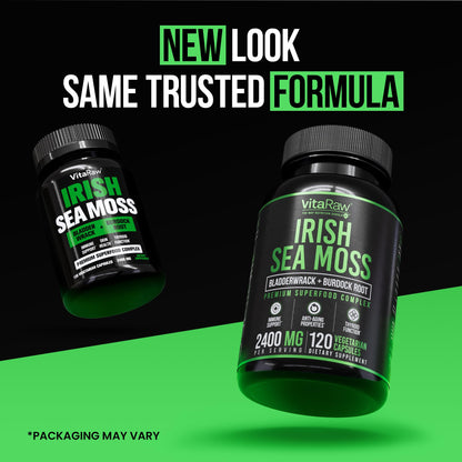 VitaRaw Organic Irish Sea Moss Capsules 2400 mg - Burdock Root and Bladderwrack Powder Real Seamoss Pills for Immune Support, Joint and Gut Health Help - Raw Sea Moss Advanced Herbal Supplement VitaRawBuy Supplements Australia