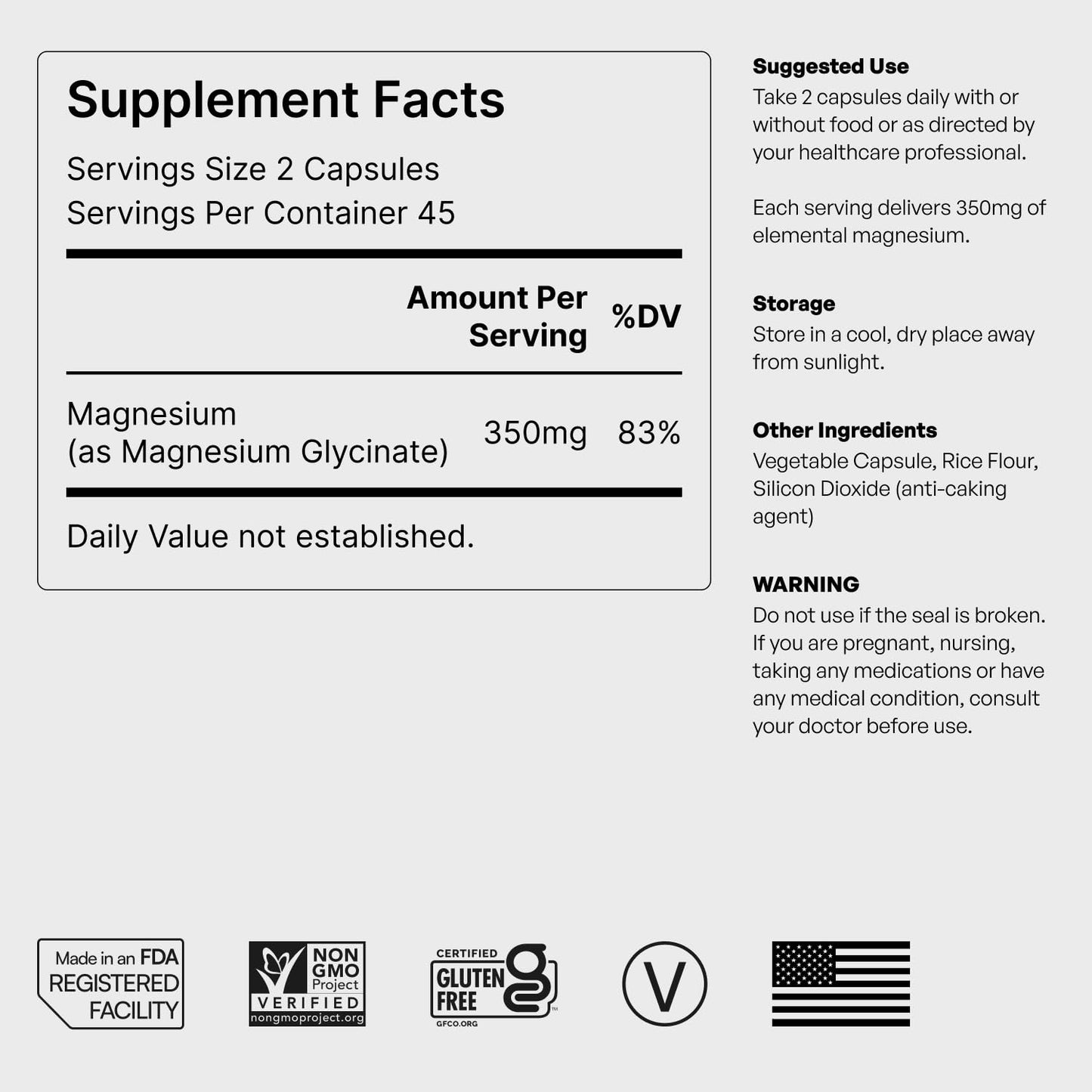 Pure Magnesium Glycinate - Magnesium for Sleep, Stress, Muscle & Nerve Support - High-Absorption, Non-GMO, Vegan - 90 Capsules (350mg) Helm NutritionBuy Supplements Australia