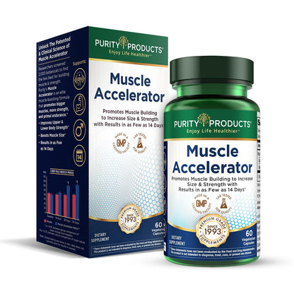 Purity Products Muscle Accelerator 650 mg Patented & Clinically Tested Muscle Accelerator Blend of Ayurvedic Herbal Extracts Promotes Strength, Endurance + Muscle Growth - 60 Veg Caps Purity ProductsBuy Supplements Australia