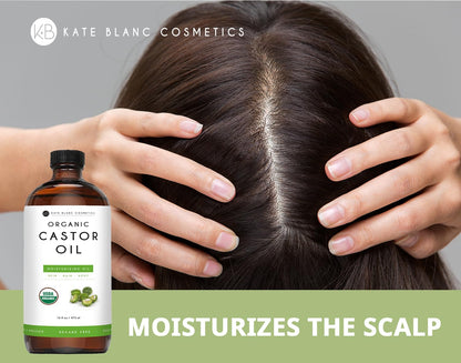 Kate Blanc Cosmetics Castor Oil Organic for Hair Growth & Body (16oz). 100% Pure Cold-Pressed Kate Blanc CosmeticsBuy Supplements Australia