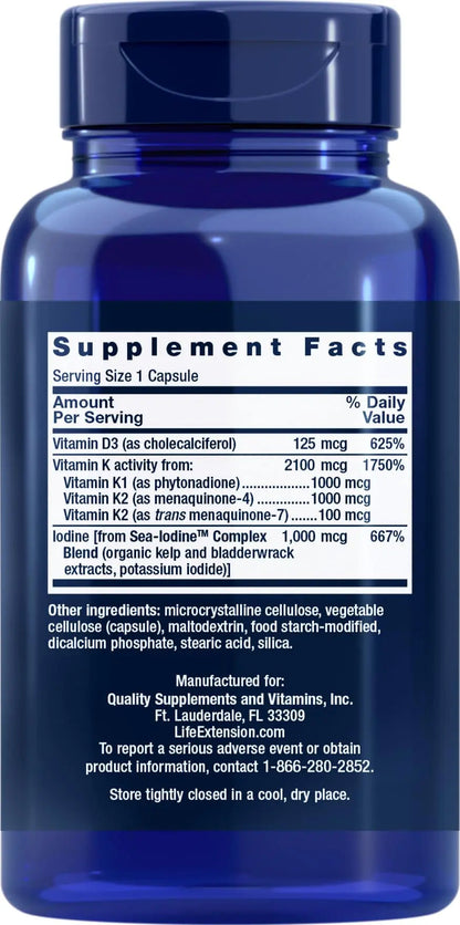 Life Extension Vitamins D and K with Sea-Iodine 60 Capsules (2pack) Life ExtensionBuy Supplements Australia