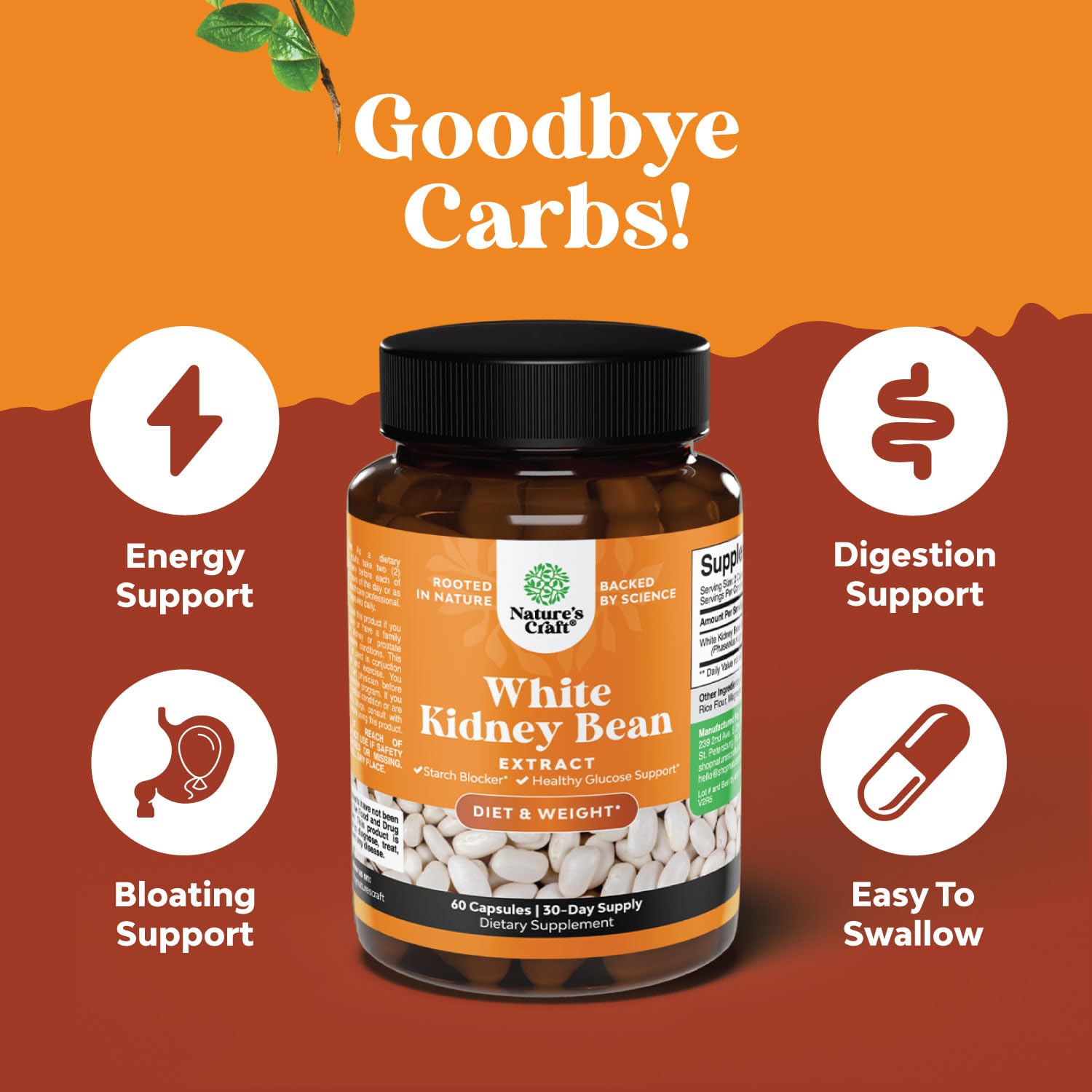 Natural White Kidney Bean Extract - White Kidney Bean Energy Booster AMPK Activator Natures CraftBuy Supplements Australia