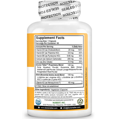 NuBest Doctor Taller - Bone Strength Supports, Enhance Immune System - Keto with Calcium, Vitamin D3, Vitamin K2, Amino Acids & Herbs for Children (8+) - 60 Vegan Capsules | 1 Month Supply NuBestBuy Supplements Australia