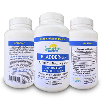 Sunshine Vitamins Bladder-EEZ | All-Natural Bladder Infection UTI Relief Support for Women with D-Mannose | Urinary Tract Infection Health with Immune System Support (1 Bottle of 120 Capsules) Sunshine VitaminsBuy Supplements Australia