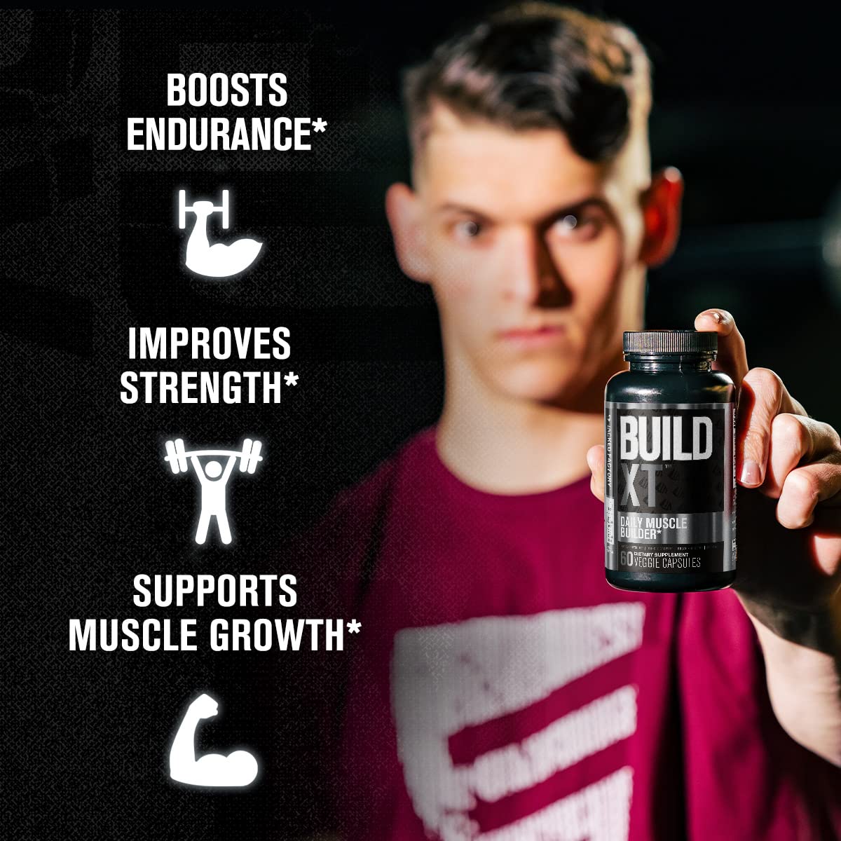 Jacked Factory Nitrosurge Pre-Workout in Cherry Limeade & Build XT Muscle Building Bundle for Men & Women