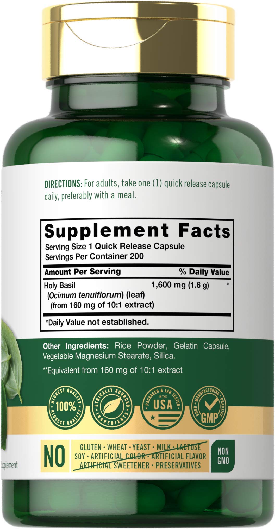 Carlyle Holy Basil Capsules 1600 mg | 200 Count | Tulsi Holy Basil Leaf Extract | Herbal CarlyleBuy Supplements Australia