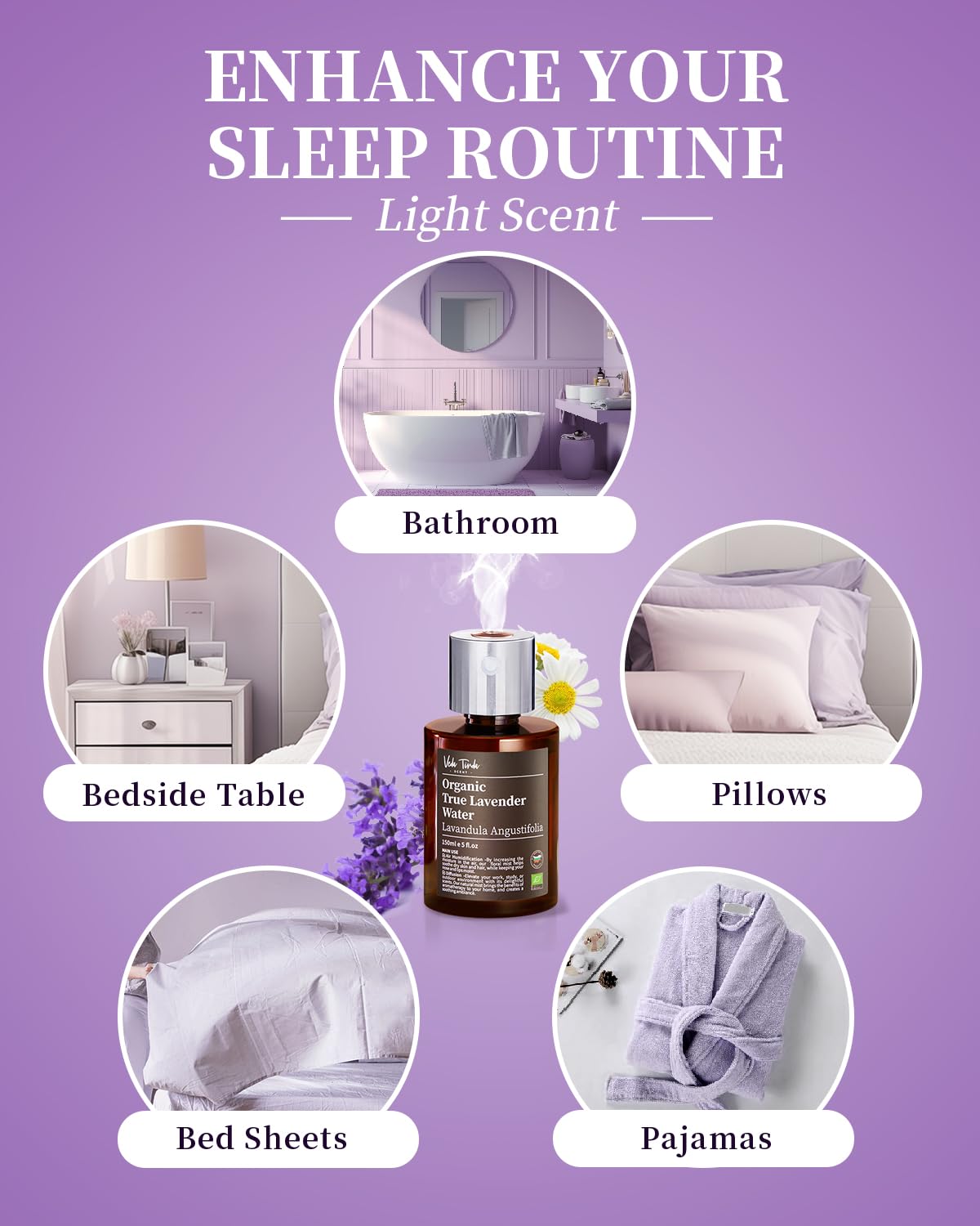 VTS Organic Lavender Water and Roman Chamomile Floral Water with Diffuser, Aromatherapy Air VEDA TINDA SCENTBuy Supplements Australia