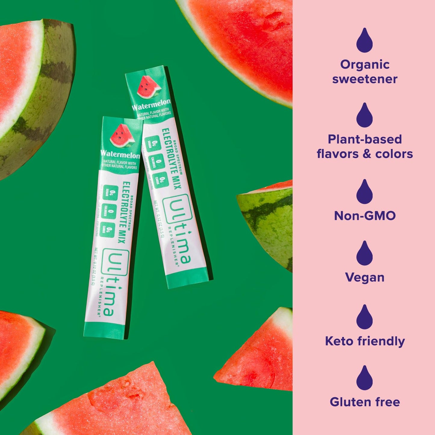 Ultima Replenisher Daily Electrolyte Drink Mix – Watermelon, 20 Stickpacks Ultima ReplenisherBuy Supplements Australia