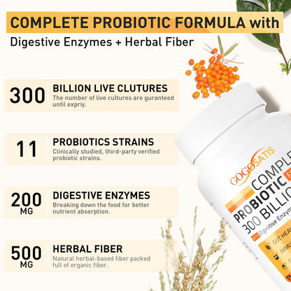 Probiotics for Women & Men, 300 Billion CFU 11 Strains, Probiotic with Organic Herbal GOGOSATISBuy Supplements Australia