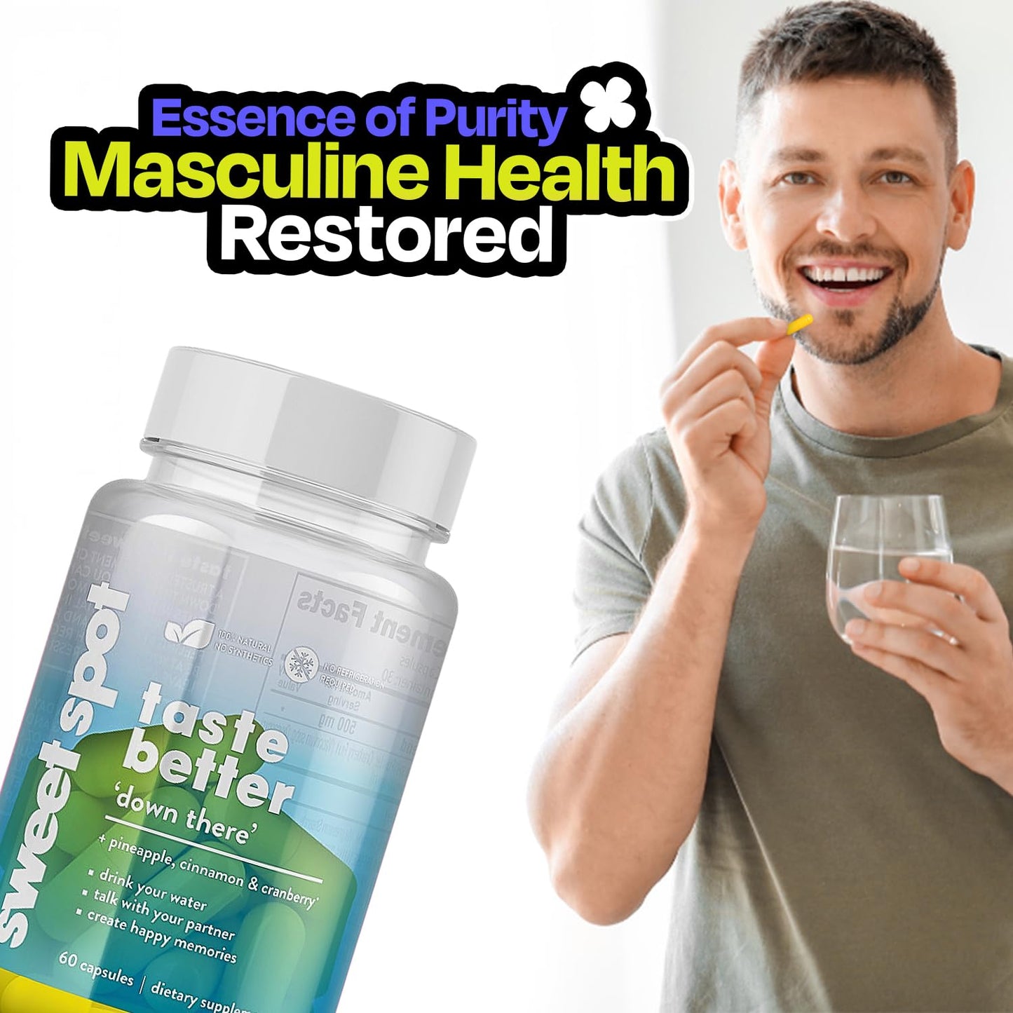 Pineapple Probiotics for Men – 625mg Sweet Spot Formula with Pineapple Extract, Cranberry & Cinnamon, Supports pH Balance & Freshens Taste, 60 Capsules, Made in the USA TASTE THE SWEET SPOTBuy Supplements Australia