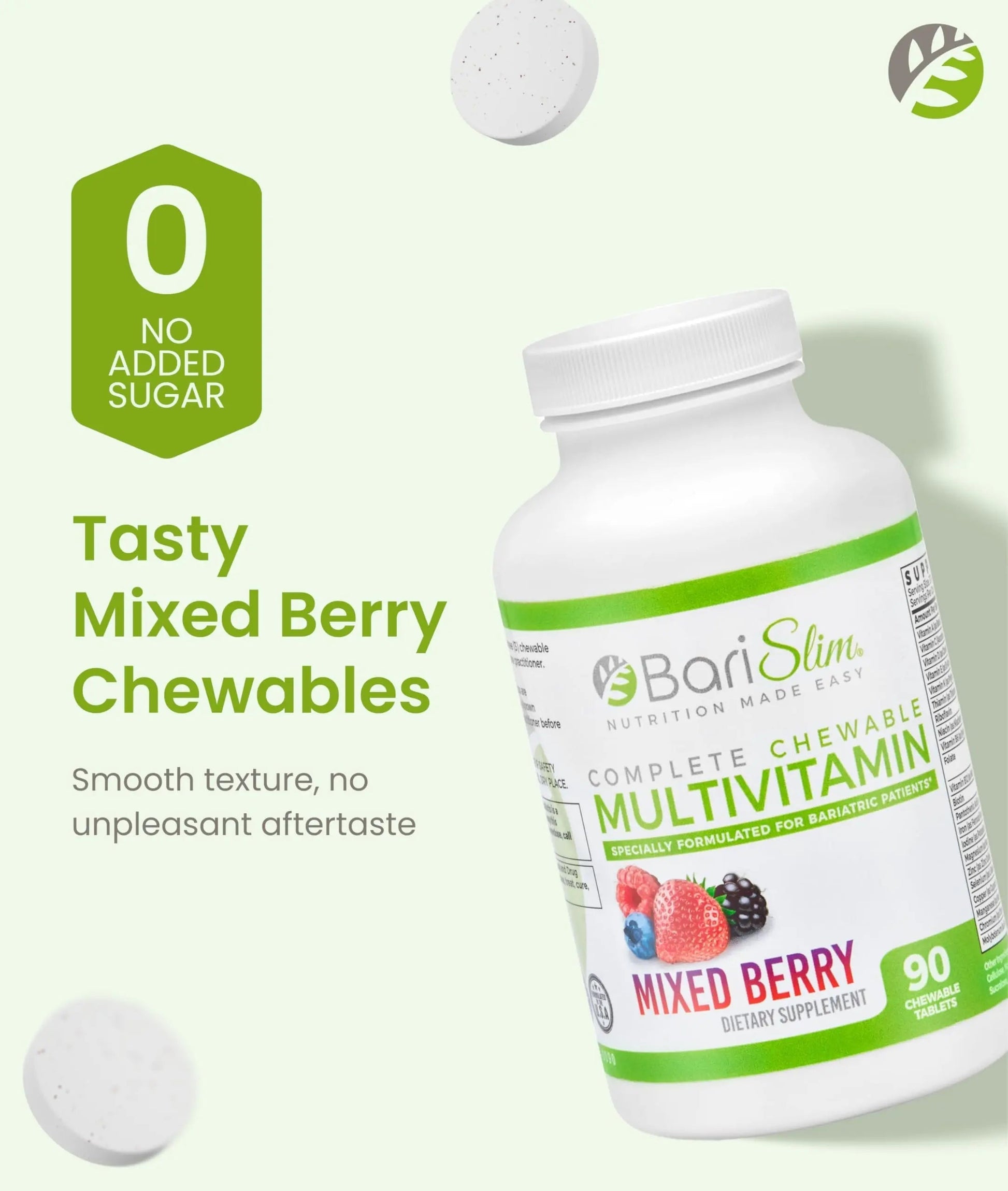 BariSlim Complete Chewable Bariatric Multivitamin Tablets - 45 mg Iron - Bariatric Vitamin & Supplement for Post Bariatric Surgery Including Gastric Bypass BariSlim