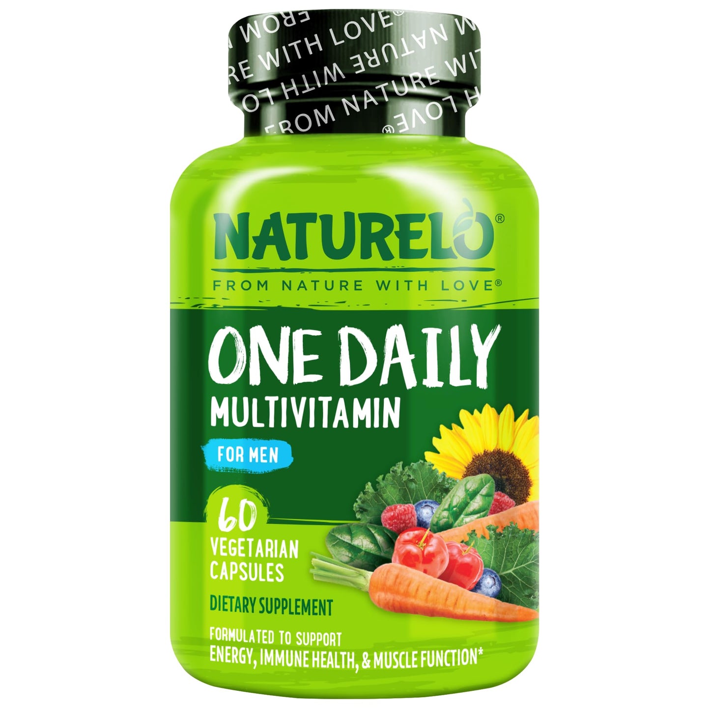 NATURELO Mens Multivitamins - One Daily Multivitamin for Men with Vitamins, Minerals & Organic Whole Foods, Boost Energy & Health,