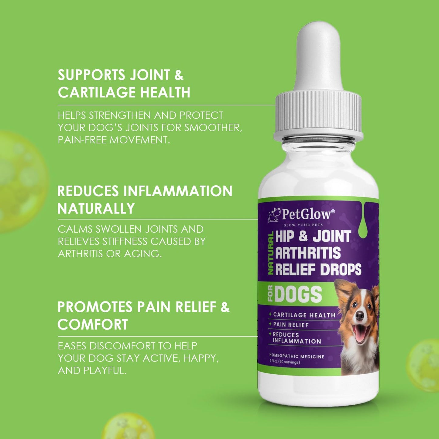 Petglow® Natural Hip & Joint Arthritis Relief Drops with Curcumin & Boswellia, Homeopathic Anti-Inflammatory Formula for Dogs, Cats & Horses, Supports Flexibility, Comfort & Mobility Naturally PetglowBuy Supplements Australia