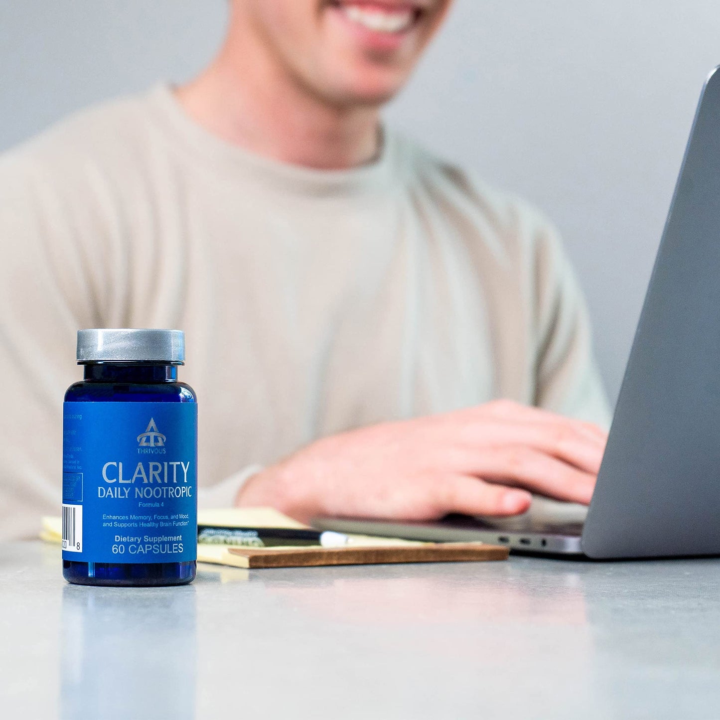 Thrivous Clarity Daily Nootropic – Cognitive Support & Mood Formula with Bacopa (Synapsa®), L-Theanine, Rhodiola Rosea, Vitamin B Complex