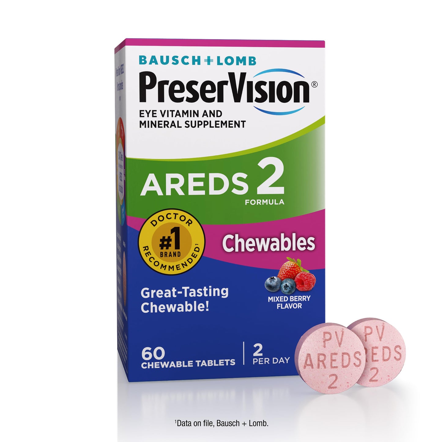 PreserVision AREDS 2 Eye Vitamins, #1 Eye Doctor Recommended Brand, Chewable Lutein and Zeaxanthin Supplement with Vitamin C, Vitamin E,Zinc, and Copper, Mixed Berry, 60 Tablets PreserVisionBuy Supplements Australia